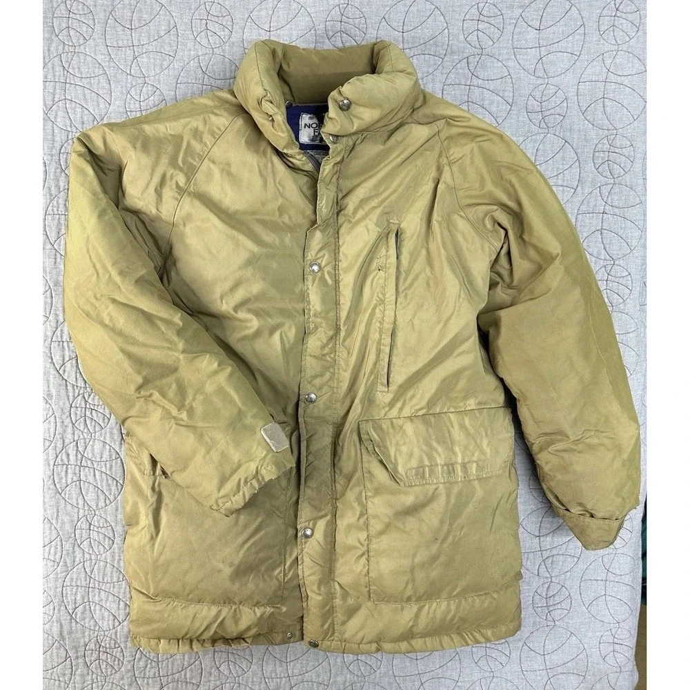 The North Face Puffer Jacket Down Quilted‎ Brown Label USA Parka VTG Long Mens L